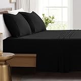 IR Imperial Rooms Queen Sheet Set - 4 Piece Black Sheets for Queen Size Bed Brushed Microfiber Luxur