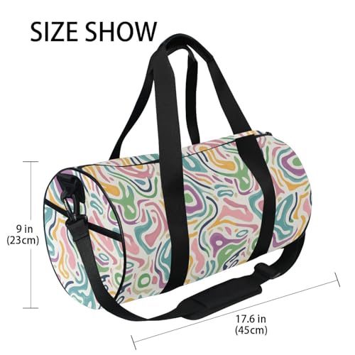 Colorful Print Sports Duffel Bag Barrel Gym Bag with Adjustable Shoulder Strap, Spacious Main Compartment Side Pockets and Full Print Design for Fitness Travel and Sports4