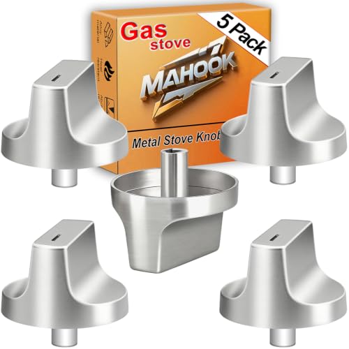 Upgraded Metal W11366438 for Whirlpool Stove Knobs Replacements Stainless Steel Brushed Compatible with Gas Cooktop Model:WCG55US0HS WCG77US0HS00 Direct fit Parts:W11359382 W11505414 W11084623