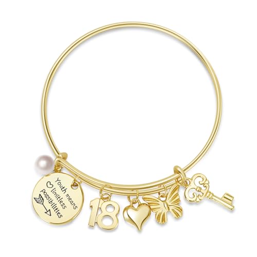 Image of 18 Birthday Gifts for Girls Womens Bracelets, Birthday Charm Bracelets 18th Birthday Gidts for Friend, Sister, Teen Girls(18th)