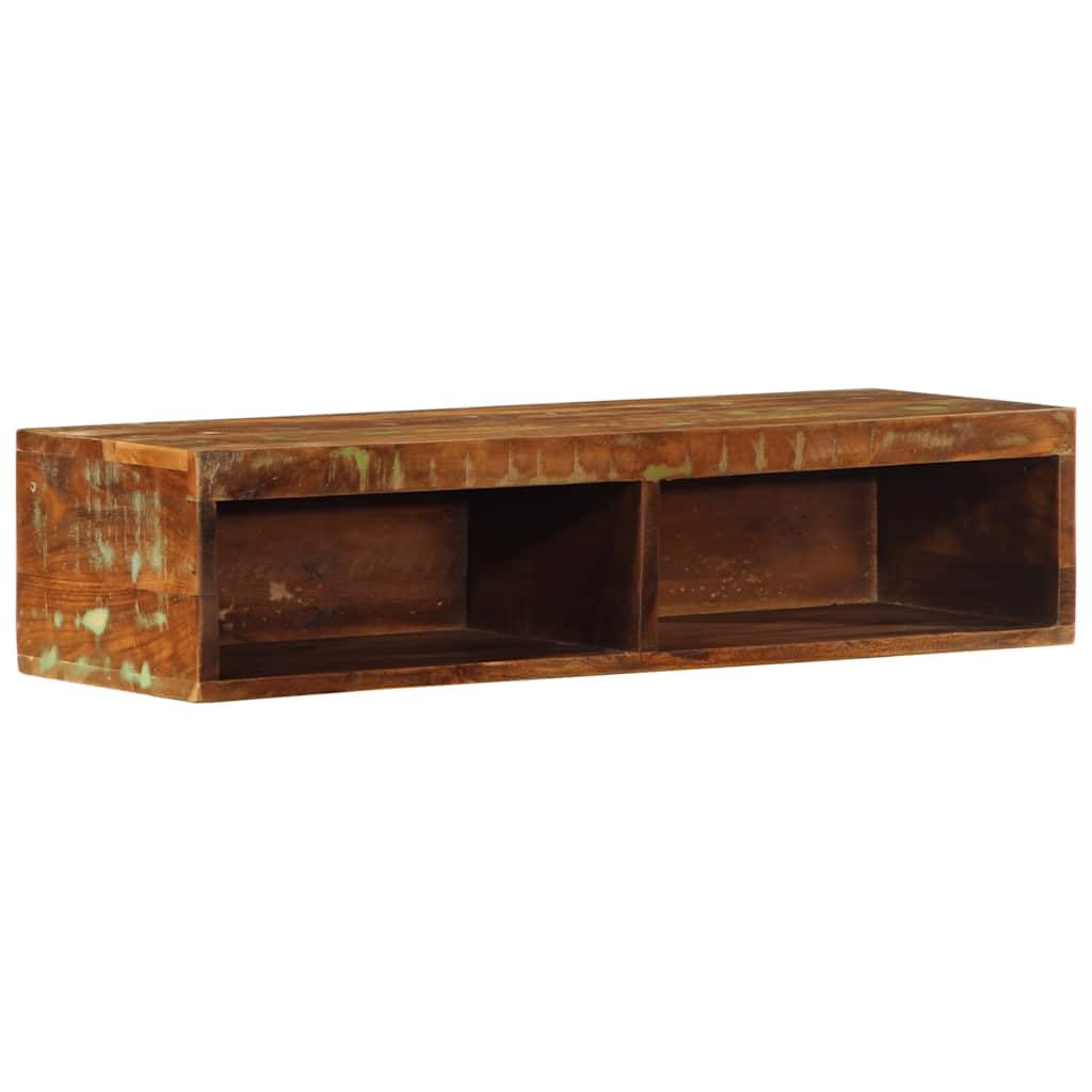 Mueble TV de pared madera reciclada maciza 80x30x19 cm estante colgante