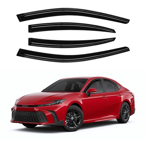 Image of Canvcle Window Visors Rain Guards for 2025 2026 Toyota Camry Accessories, Outside-Mount Tape-On Side Window Wind Deflectors Vent Visors Shades Rainproof Black 4PCS