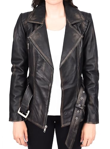 Veste en cuir de qualité supérieure Sandra coupe cintrée et zippée