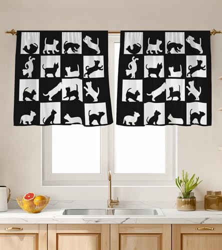 Stanoha Kitchen Curtains for Cafe Window Over Sink Tier, 26×24", Cats