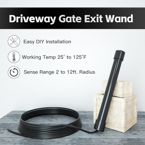 X X-HOUSE Driveway Vehicle Sensor for Automatic Gate Opener Vehicle Exit Sensor Kit Wired Exit Wand Driveway Car Vehicle Detector 50FT.Black