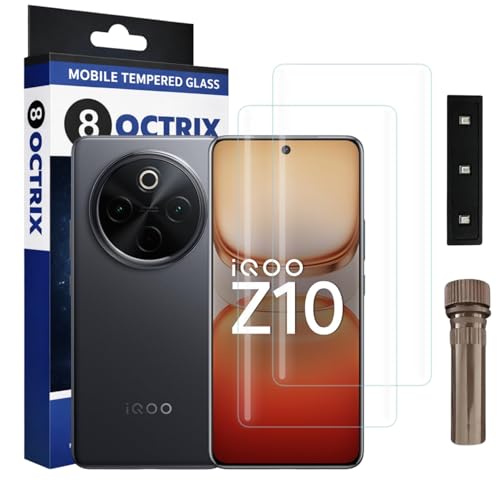 Image of Curved UV Tempered Glass Screen Protector for IQOO Z10 | Transparent | Pack of 2 | Full Screen Coverage with UV Installation Kit