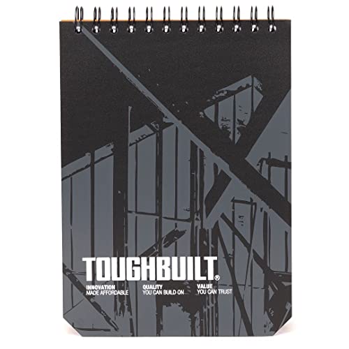 ToughBuilt - Large Grid Notebooks - Compatible with ToughBuilt Organizers, Heavy-Gauge Steel Binding Coil, Plastic Cover, Page Size: 9.1" X 6.6" - (2 Pack) (TB-56-L-2-UK)