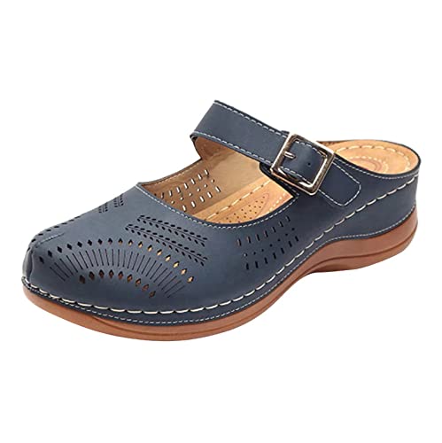 Sandales femme été à talon carré rose et mules confortables pour le quotidien