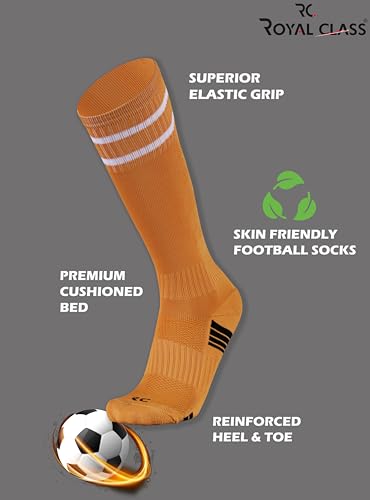 Image of RC. ROYAL CLASS Football Socks -Knee High Unisex, Cushioned Sole, Hi-Performance, Soft & Breathable,Ventilated,Moisture Wicking,Anti-Odour,Football /Soccer Socks For Kids to Adults-Pack of 1 Pair