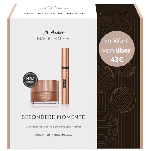 M. Asam MAGIC FINISH Geschenkset mit Make-up Mousse Classic (30 ml) & 5IN1 Hybrid Mascara Deep Black (8 ml) – 4-in-1 Foundation & Volumen Mascara, Make-up Geschenkset für Frauen