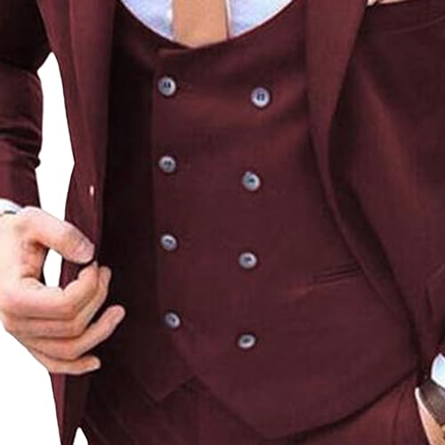 Men 3 Pieces Groom Tuxedos Blazer Suits Double Breasted Wedding Prom Suit Mens Suits for Wedding Slim Fit3