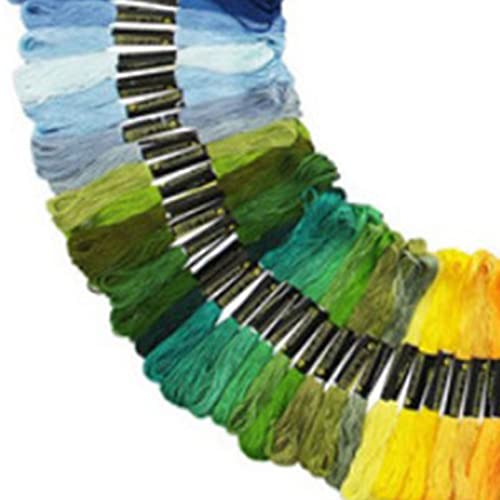 Image of Maxmartt 100PCS Embroidery Floss Cross Stitch Kits, Rainbow Color Embroidery Thread for Cross Stitch, Bracelet, Craft & Decoration
