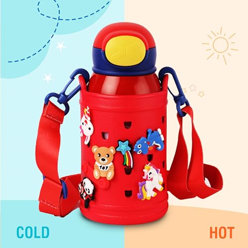 Image of Cello Joytron Kids Flask | Stainless Steel Keeps Drinks Cool or hot for an Extra Long time | Double Walled Vacuum Insulated Technology | Leak Proof lid | 550ml, Red