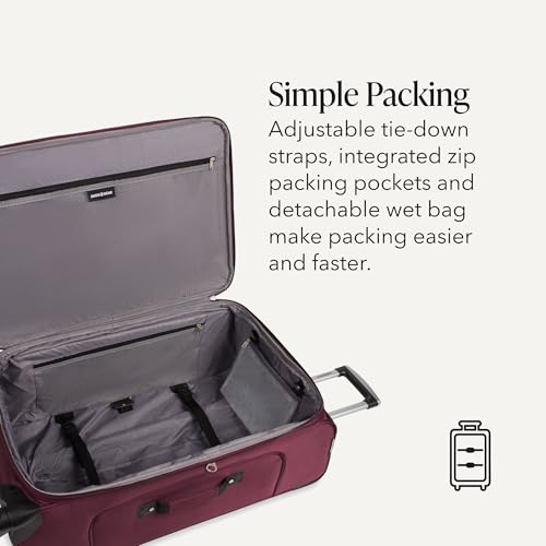 Image of SWISSGEAR Sion Softside Expandable Spinner Luggage Durable Lightweight Travel Suitcase, Merlot, Checked-Large