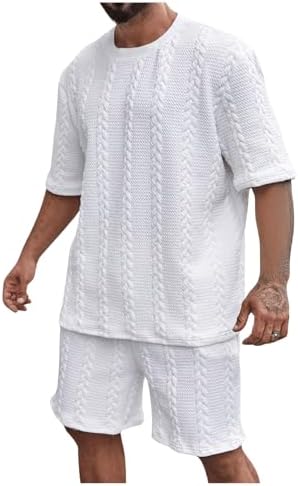 GORGLITTER Men's Big and Tall Vacation Beach Outfits Cable Knit S...