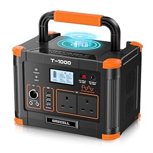 Portable Power Station 1000W(Peak 2000W), GRECELL 999Wh Outdoor Solar Generator Backup Battery Pack with 2 230V AC Outlets, 1000W 10-Port Powerhouse for RV/Van Camping Road Trip Home Emergency