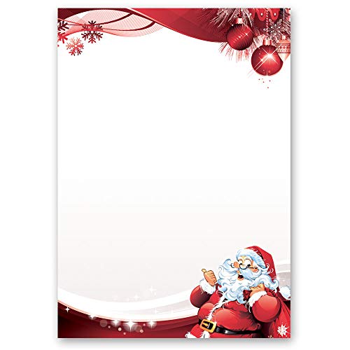 50 fogli di carta da lettera decorati Natale LETTERA A