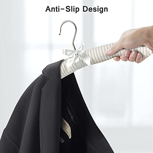 Glcon Padded Hangers For Women Clothing Men Sweaters, Glcon 17 Inches Satin Coat Hangers No Bump Fabric Foam Wood Cover thumb #1