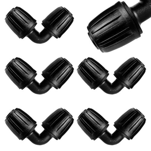 VooGenzek 5 Pezzi 20mm Connettori per Tubi Flessibili, Connettori per Irrigazione a Goccia in Plastica, Raccordi per Irrigazione a Goccia, per Sistema di Irrigazione, Gomiti