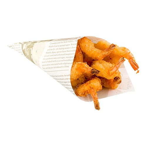 Restaurantware Cone Tek 5.9 Inch French Fry Cones 100 Greaseproof Food Cones - Recyclable For Appetizers And Charcuterie Newsprint Paper Snack Cones Food-safe