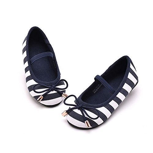 THEE BRON Bridal Ballet Flats Mary Jane School Shoes(Toddler/Little Girls) (6M Toddler-5.9 Inch-15cm 7126 Navy Blue)
