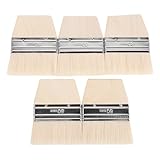 TEHAUX 5pcs 3-inch Wool Bristle Paint Brush Set for Trim, Wood Staining, and Wall Cleaning, Flat Paint