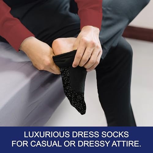 35° BELOW Dress Socks, 3 Pairs Men/Women, Woven with Aluminized Fibers Keeps Feet Warm, Soft Thin Socks, One Size Fits Most4