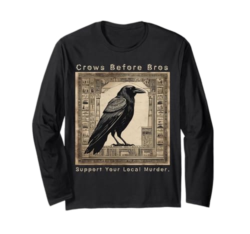 Design Vintage Crows Before Bros funny Halloween quote Long Sleeve T-Shirt