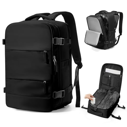 VENATIN Sac a dos voyage Cabine avion sous vide, Bagage cabine à main avec compression, Sac à dos de voyage sac cabine Easyjet 45 x 36 x 20 avion avec pompe pour homme...