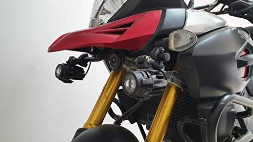 Soporte de luces auxiliares Suzuki V-Strom DL1000 14-19 en aluminio negro para faros de moto