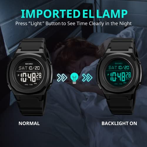 Cakcity Mens Digital Watch Outdoor Sports Watches For Men Unisex Womens Digital Chronograph Silicone Strap Watch 50M Waterproof #TOP2