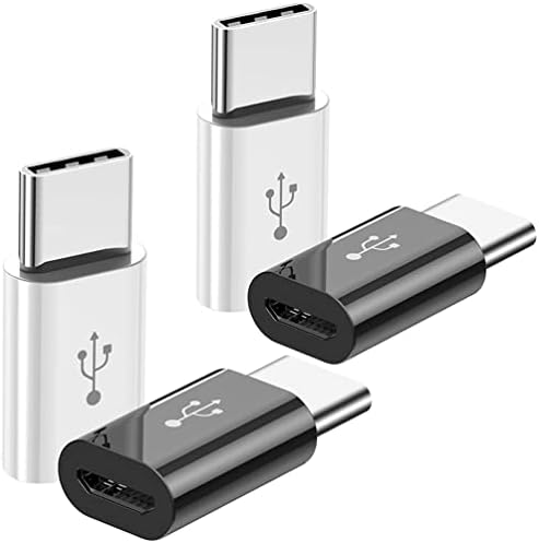 Adapter Micro USB na USB C (4 sztuki), gniazdo micro USB do wtyczki USB-C, adapter OTG, kompatybilny z Samsung Galaxy, LG, Huawei, telefonami typu C, tabletami i innymi (2 czarne i 2 białe)
