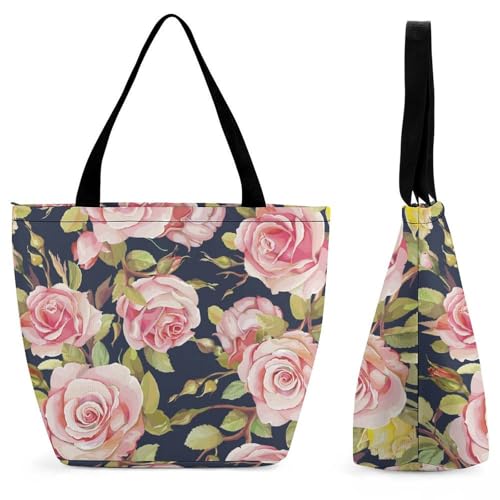 Sac à main pour femme rose fleur sac à bandoulière grand format voyage