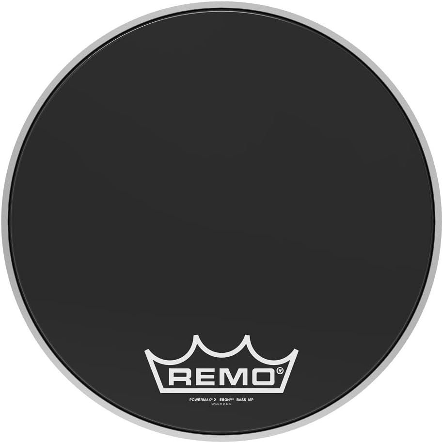 Remo PM2416-MP-U Powermax 2 Ebony Crimp lock Bass Drumhead, 16"