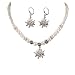 Produktbild Schmuckset Trachtenkette & Edelweiß-Ohrhänger -Damen Trachtenset Perlenkette & Trachten-Ohrringe,Dirndlkette Strass Edelweiss für Trachtenbluse,Oktoberfest Dirndl-Schmuck,Trachtenschmuck (creme-weiß)