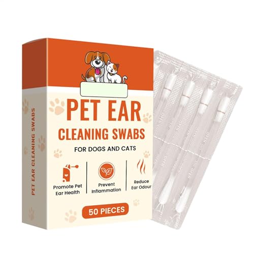 犬の耳のスワブ、犬の耳のきれいな綿棒 - コットンクリーナースワブオイルドッグQTIPS - 2-in-1天然のペットクリーニングすべての品種のワックス耳の拭き取り