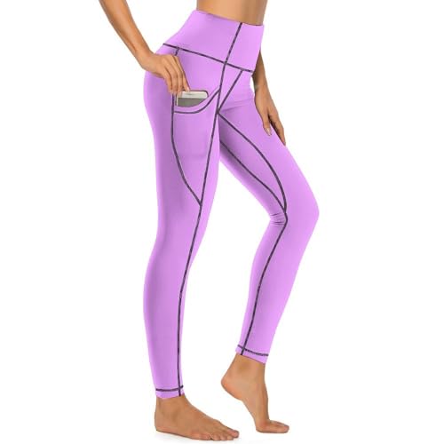 Pantalon de yoga avec poches femme sport gym fitness violet clair