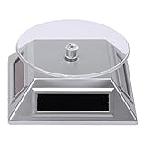 Easyinsmile 360°Rotating Turntable Jewelry Display Stand Solar or AA Battery(Not Included) Powered Display for Jewelry Watch Phone (Silver)