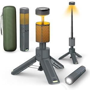 Telescopic Camping Light – 10500mAh Rechargeable Camping Lantern with Storage Bag, Dimmable Magnetic Tent Lamp, Waterproof Camp Light Outdoor Work Emergency Lights for Home Power Outage, Hiking -Gray