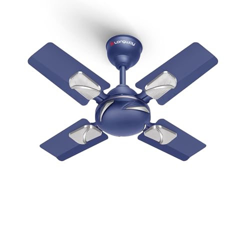 LONGWAY Creta P1 600 mm/24 inch Ultra High Speed 4 Blade Anti-Dust Decorative Star Rated Ceiling Fan 2 Years Warranty (Silver Blue, Pack of 1)
