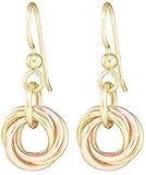 Dainty 14K Yellow and Pink Rose Gold-Filled Simple Love Knot Small Circle Dangle Earrings for Women
