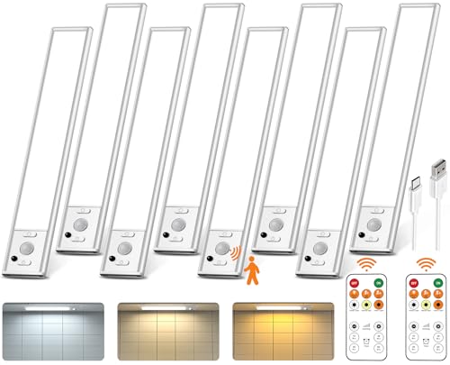 9inch Under Cabinet Lighting with Remote, Rechargeable LED Motion Sensor Light Indoor, Closet Lights...