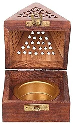HYMS Incense Stick Holder with Drawer Wooden Handmade Dhoop Batti Stand (Antique 2)(Rectangular)