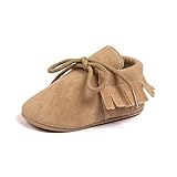 R&V Unisex Infant Baby Boys' Girls' Moccasins Soft Sole Tassels Prewalker Anti-Slip Toddler Shoes (L:12~18 Months, Nude)