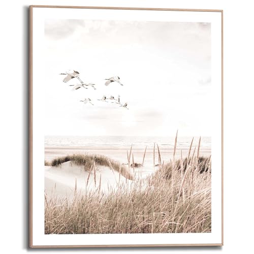 REINDERS Gerahmtes Bild, Kraniche, Wohnzimmer, Bilder, Wanddeko, Room Decor, MDF, Beige, 50 x 40