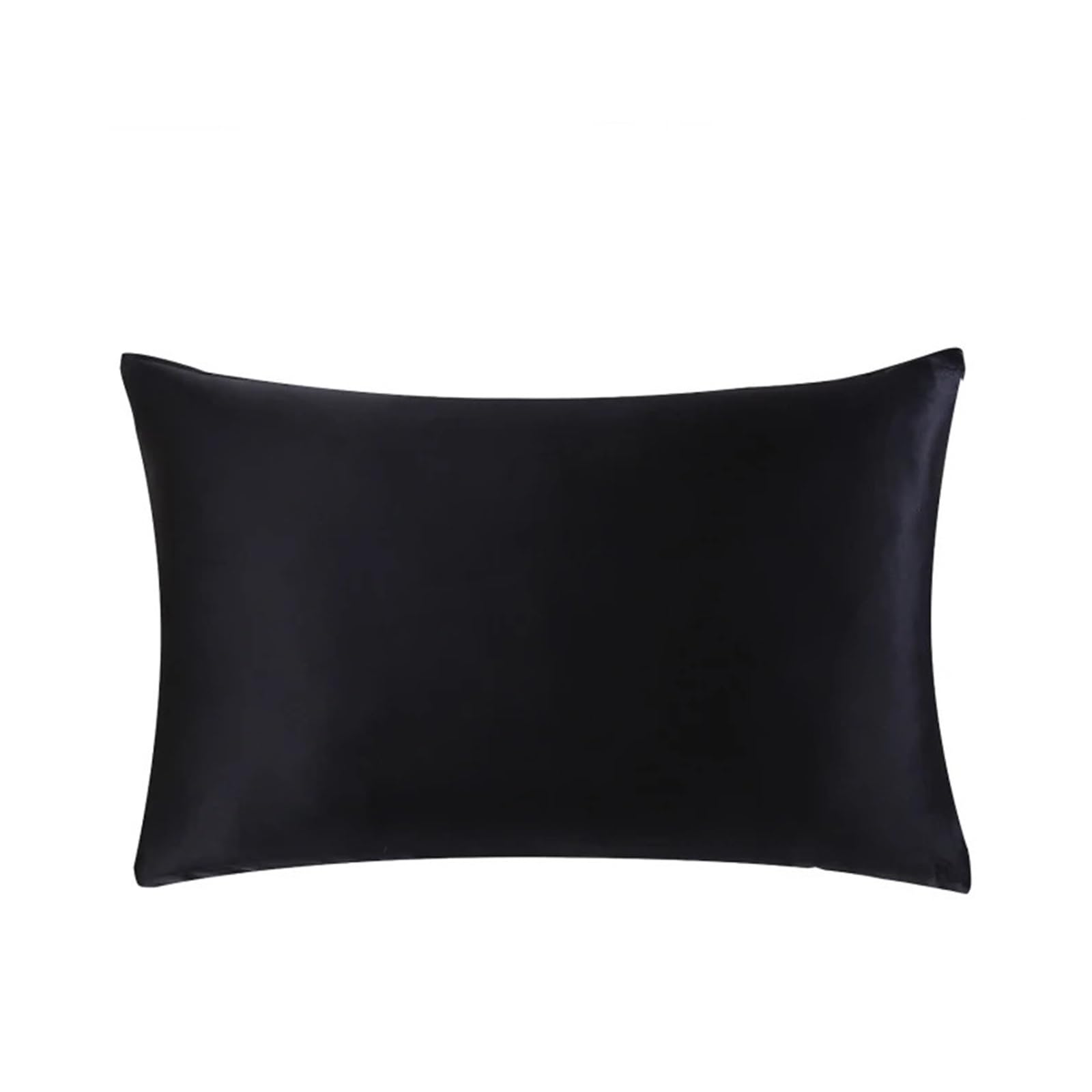 Silky Pillow Covers, 25mm Silk Zipper Pillowcase Multicolor Multiple Sizes(Black,51x91cm)