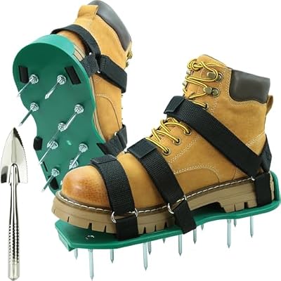 Zapatos Escarificador Cesped, Sandalias Aeradoras con Picos Y Cierres De Gancho para Airear Eficazmente El Suelo del Aireador Césped Tamaño Universa Aerador para Jardín Patio Sin Instalación