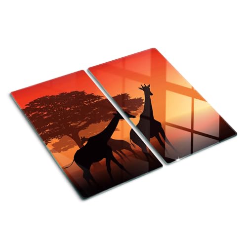 Planche à découper 2x30x52 cm en verre avec impression de léopards - 2
