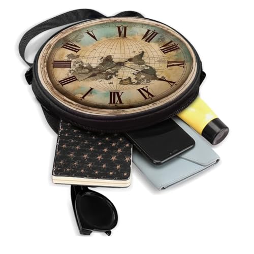 Image of Women Novelty Round Clock Shape Zippered Clock Purses for Women Tote Handbag Shoulder Bag, Gift for Mom Girlfriend