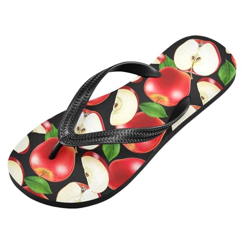 Red Fruit Black Flip Flops for Beach Thong Sandals Anti-slip Lightweight Beach Shoes for Indoor Outdoor House2